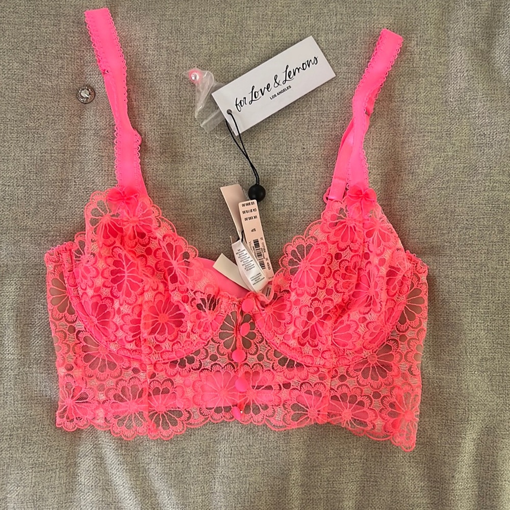 For love and lemons neon pink bralette with underwire